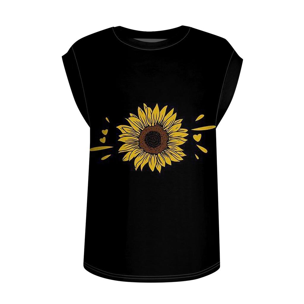 Women's Cap Sleeve Top Summer Printed Tank Top Basic T-Shirt Casual Loose