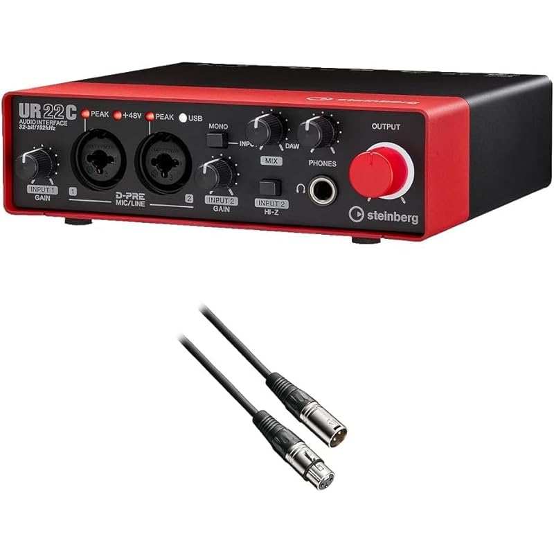 

steinberg USB audio interface UR22C red & black canon cable set