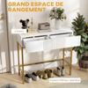 Mesa de Console Unidade de Console com 2 Gavetas Base de Aço com Pés Antiderrapantes 80 x 31,5 x 75 cm Branco