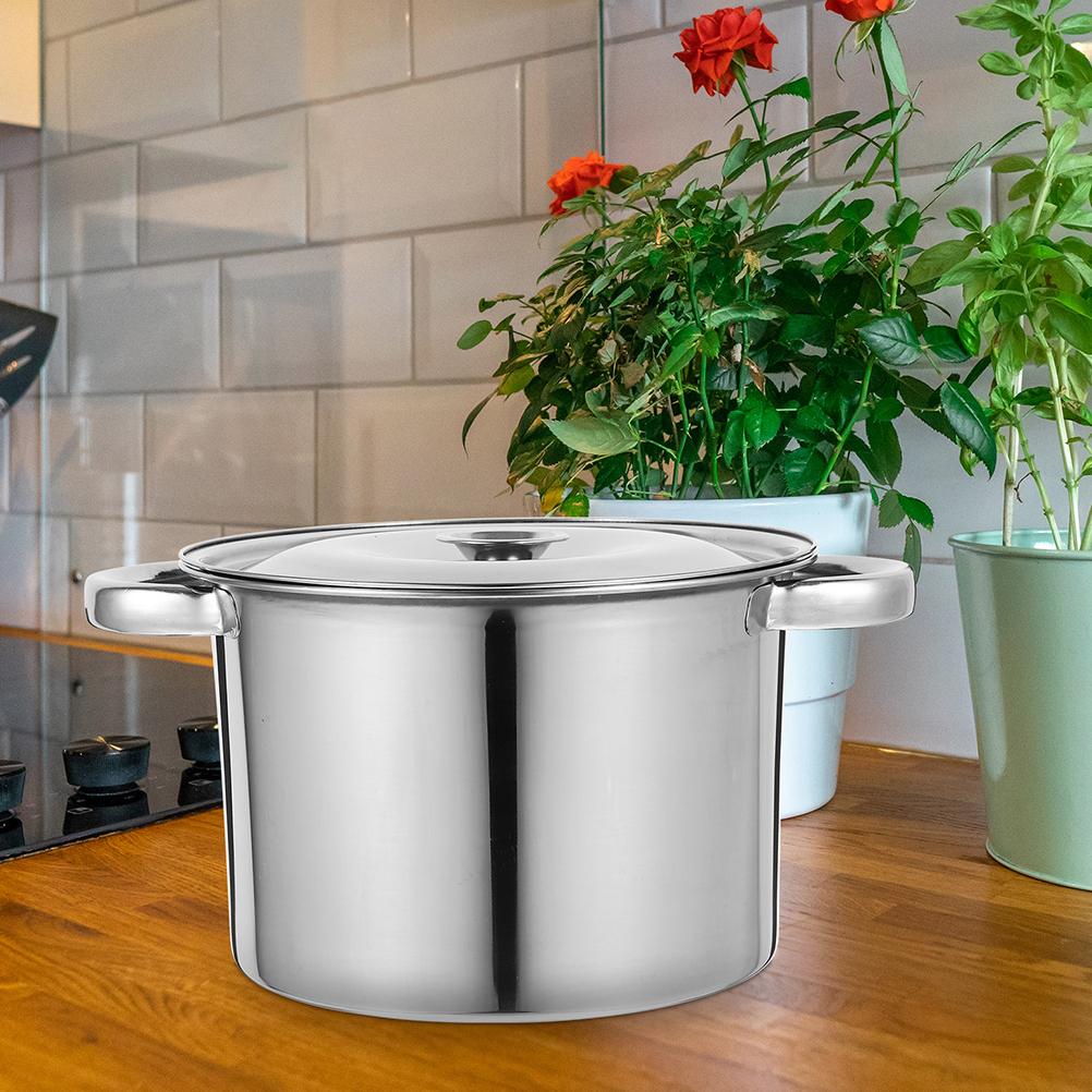 Covered Stockpot Pans Kitchen Cookware Supply Saucepan Oil Barrel Soup Boiling Stainless Steel With Lid Household Brine