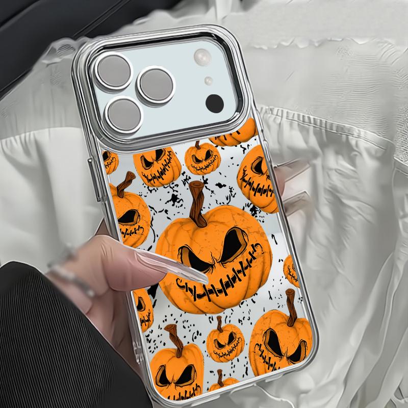 Halloween Pumpkin Lantern Case For iPhone 18 Pro Max Plating Lens Clear Soft Cover For iPhone 17 16 15 14 13 Pro Max 17E 16E