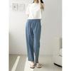 Shop   Daily Women S Summer Banding Plain Cotton Wide pantS Ami Wpt 3370 Blue