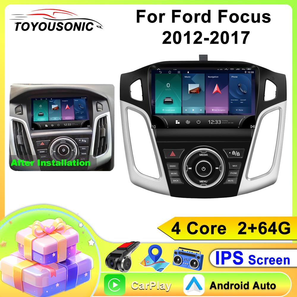 Car Radio Carplay For Ford Focus 2012-2017 Navigation GPS Android Auto Multimedia Player Stereo Unit WiFi BT No 2din 4G