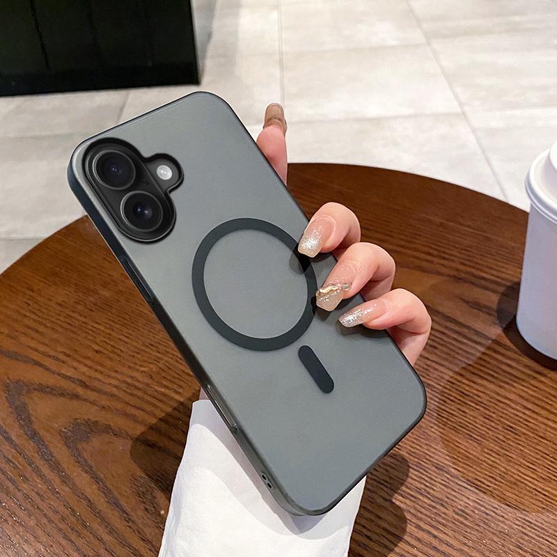 Strong Magnetic Magsafe Case For iPhone 16E 16 15 14 13 12 11 Pro Max Plus 0.3mm Ultra-Thin Hard Cover Matte Transparent Shell