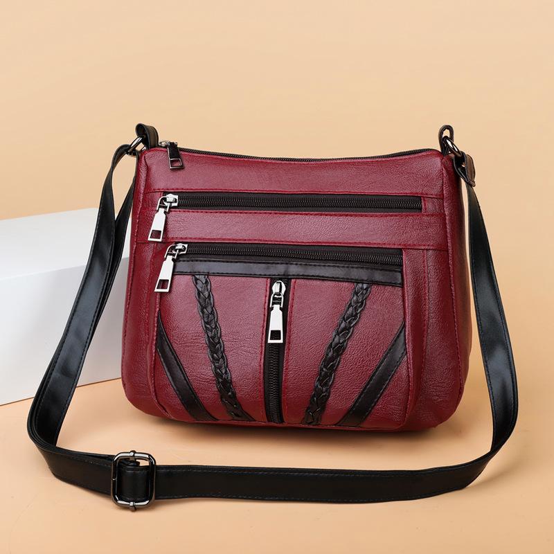 WTEMPO Black PU Leather Crossbody Bag Multi Zipper Large Capacity Adjustable Strap Shoulder Messenger Bag for Women Daily Travel Shopping