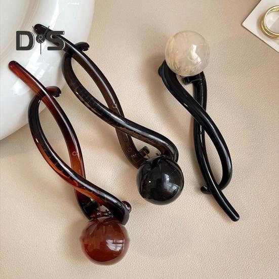 3Pcs Banana Clip Set Beads Decor French Style Hair Clips Women Non-Slip Twist Ponytail Buckle Clips Hair Accessories