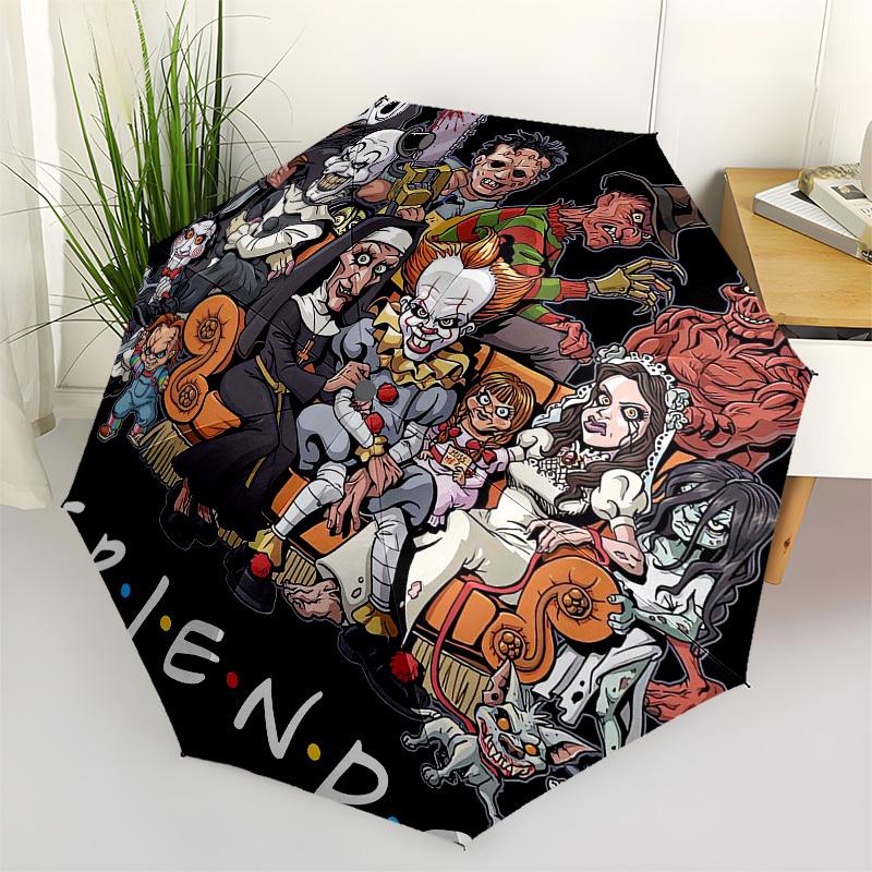 

1pc Horror Friends Mashup Umbrella with Plastic Handle,Suitable for All Seasons Home Travel Outdoor UmbrellaM1386