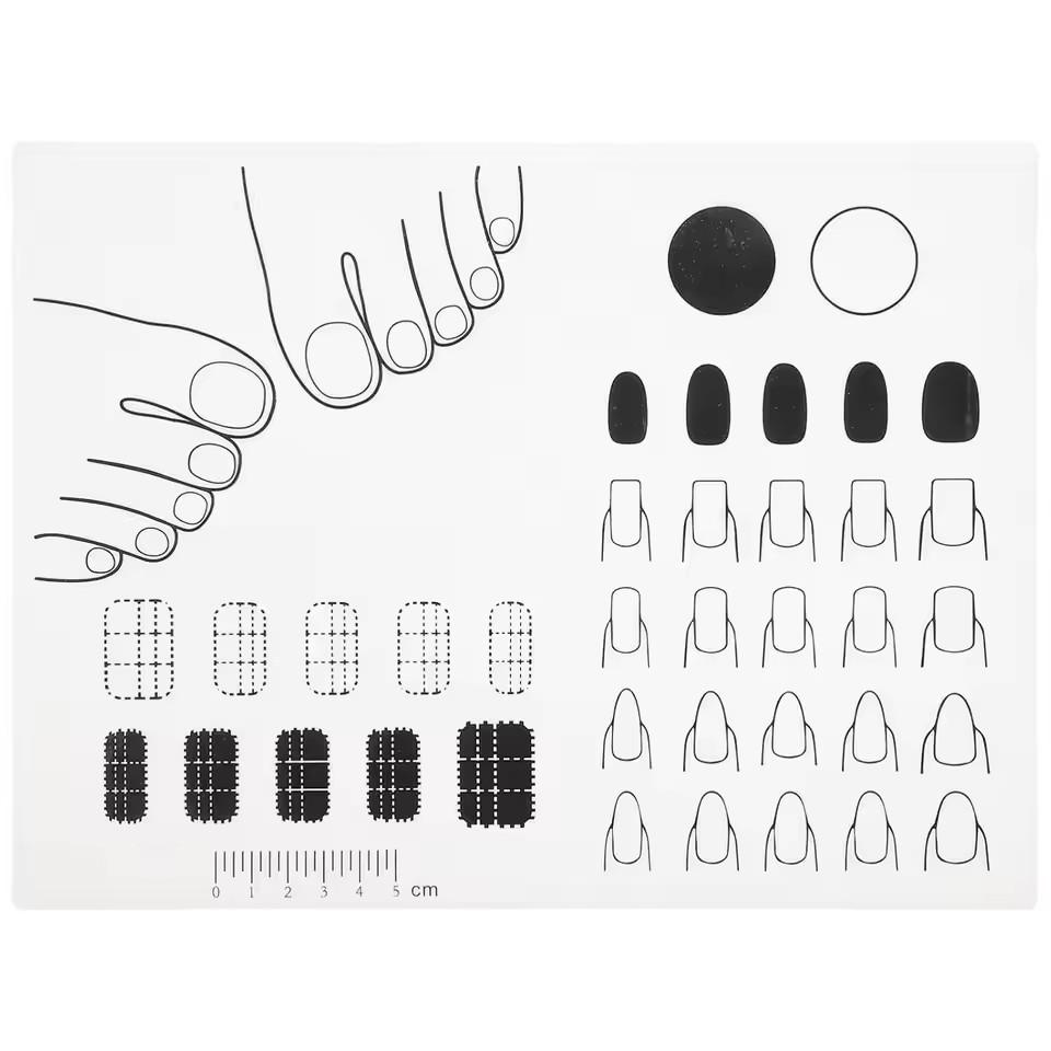Portable Silicone Nail Training Mat Nail Polish Practice Pad Stamping Plate Nail Sticker Trainer Guide for Nail Home DIY