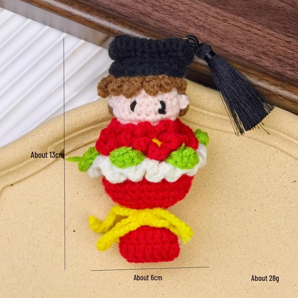 Kreativer DIY Häkelrose Blume Schlüsselanhänger Plüschtier Zubehör