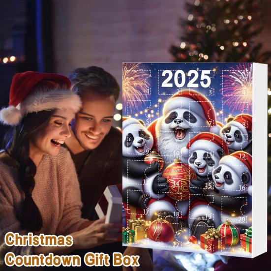 2025 Panda Adventskalender med 24 Panda-pynt Barnas Juleferie Nedtellingskalender Juletrepynt