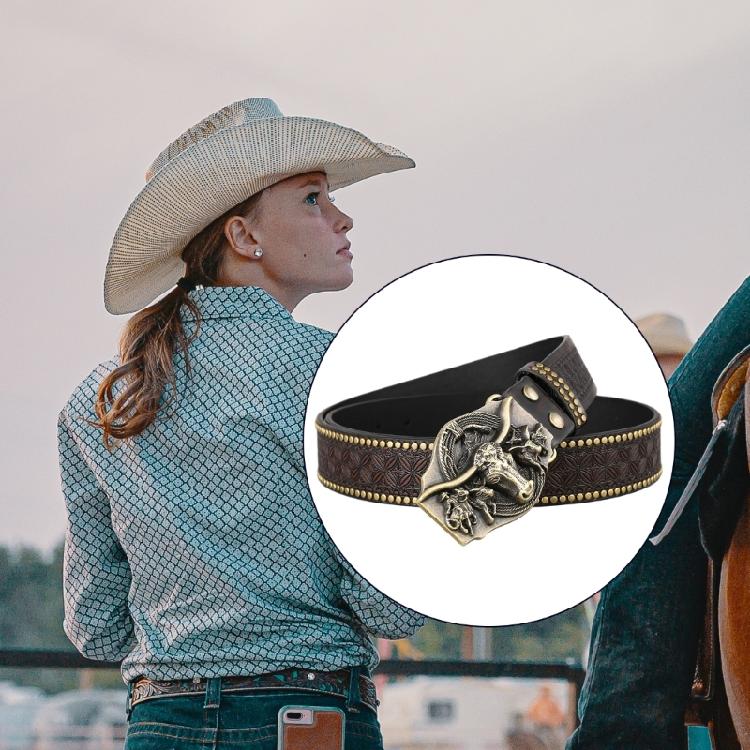 Women Men Belt Casual PU Leathers Adjustable Belt Waistband Western Cowboy Belt