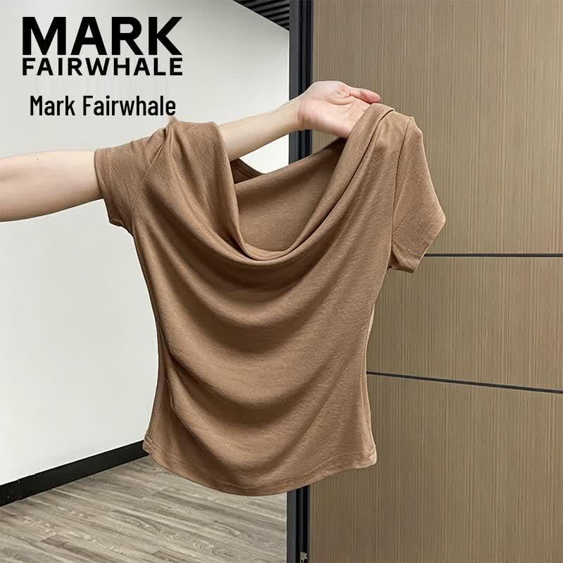 MARK FAIRWHALE Women s Off-Shoulder Short Sleeve T-Shirt M