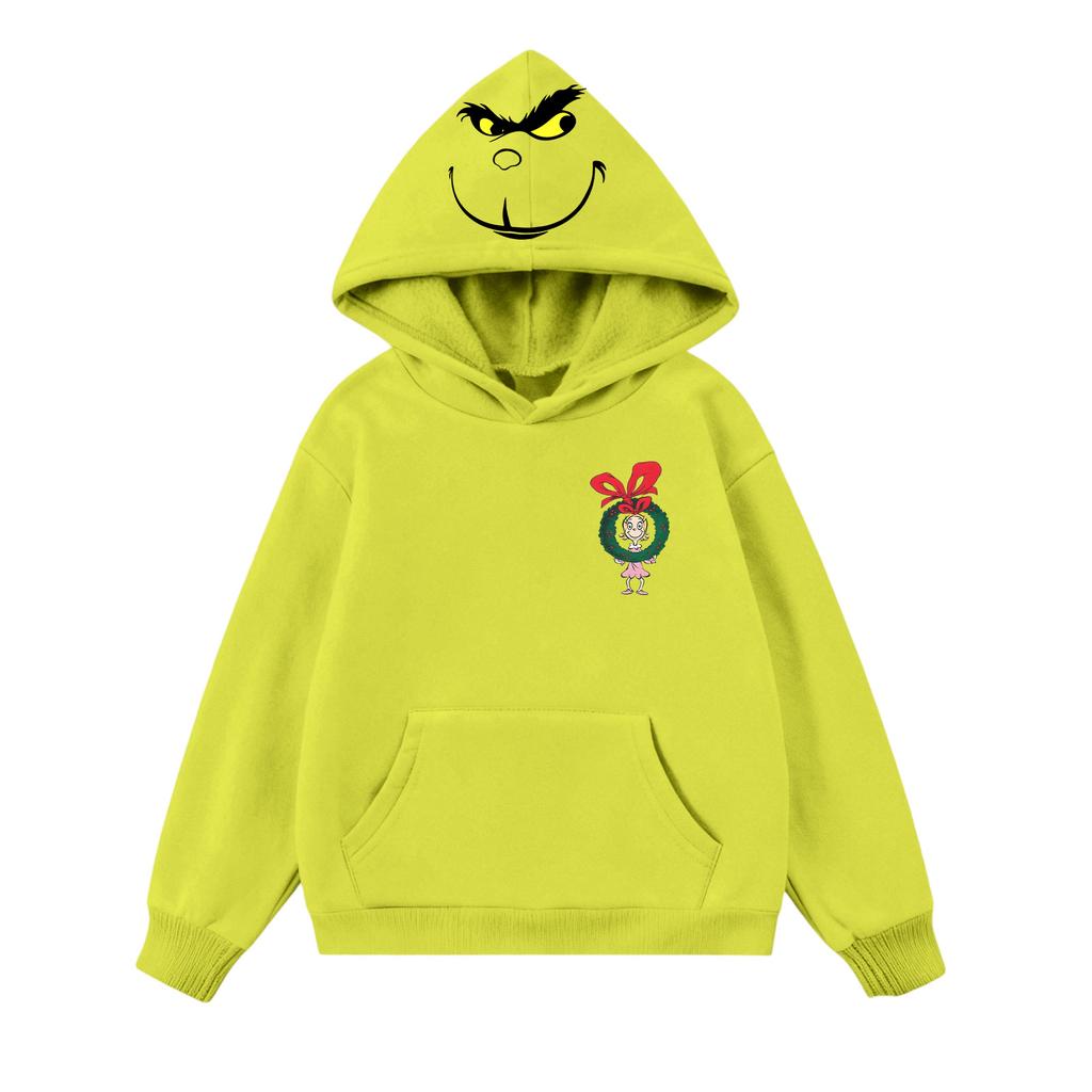 Children's Casual Round Neck Printed Pullover Long-sleeved Hooded Sweatshirt Top