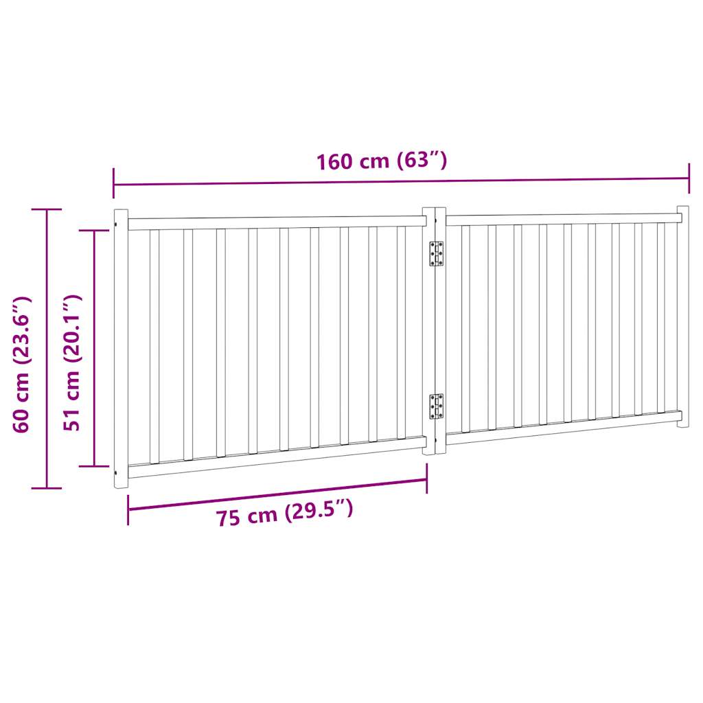 2 Piece Foldable Dog Gate 160 cm Solid Pine Wood