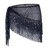 Sequins Tassel Triangle Hip Scarf Glitter Fringe Triangle Waist Wrap Scarf  Women Outfit