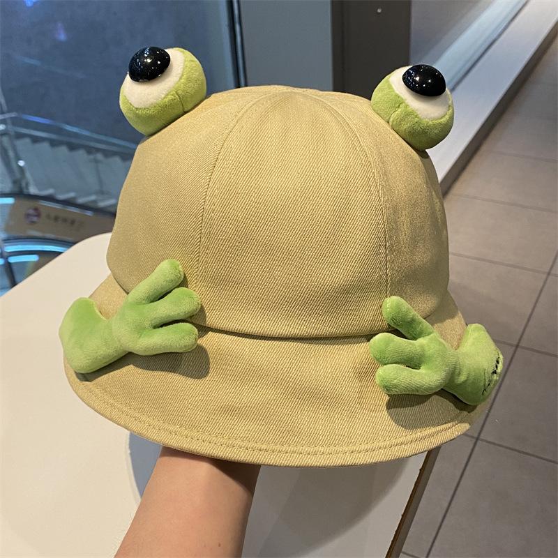 New Fashion Cute Big Eyes Frog Bucket Hats Outdoor Foldable Sun Fishing Cap Men Women Lady Summer Cotton Panama Fisherman Hats