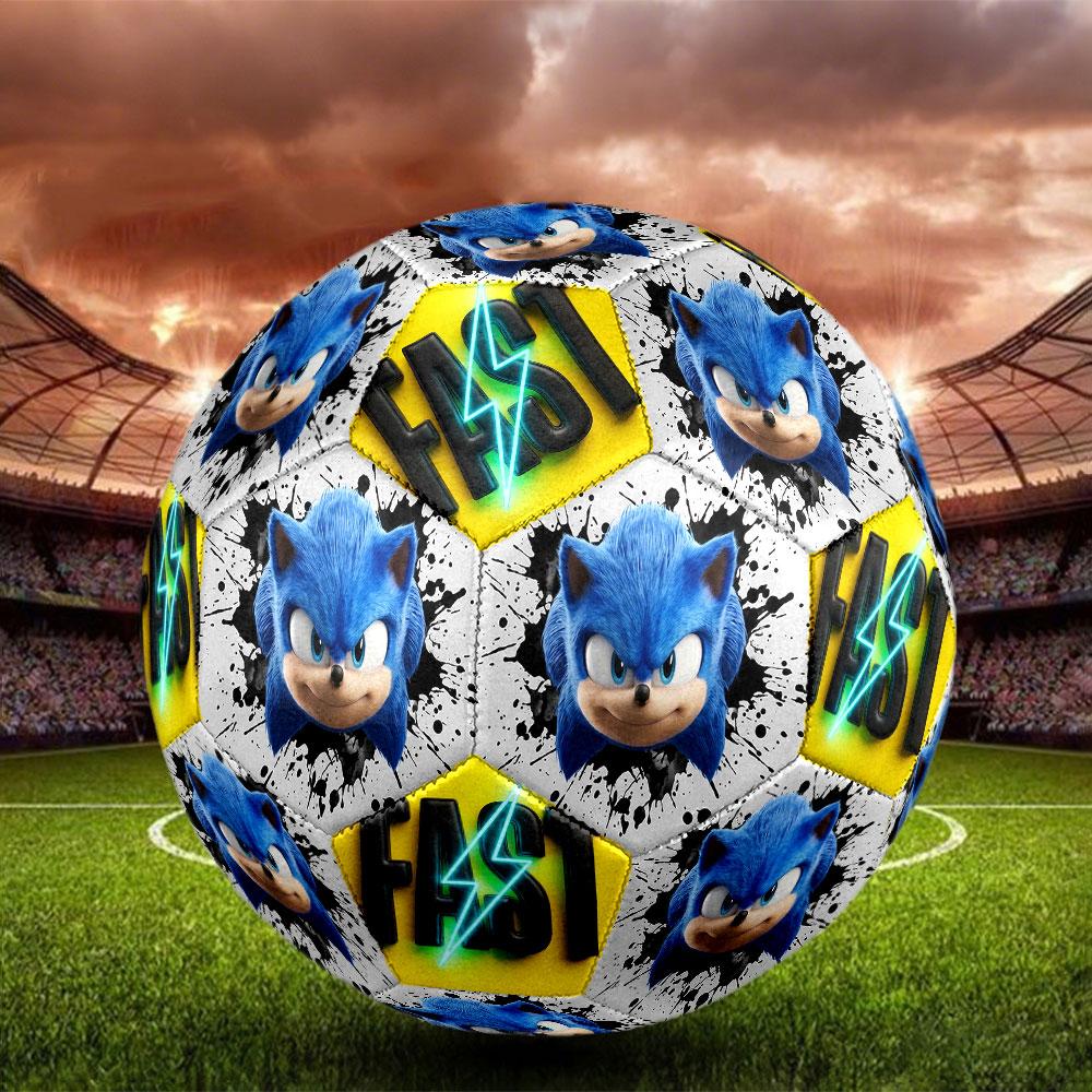 1pc Sonic the Hedgehog Soccer Ball Size 5 Indoor Soccer Ball Fashion Colorful Backyard Game - Great For Sports Fans Gift HE42