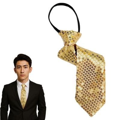 [NazyJnn] Sequin Tie for Men, Women, and Children - Shiny, Glittery, Adjustable Zipper - Perfect for Parties, Dance Performances, Recitals, Stage