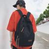 Schoolbag Backpack Women's Fashion Retro American Solid Color Korean Edition Trend Japanese Korean Edition Solid Color Cotton School Bag