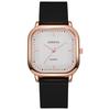 Rose Gold Silicone Strap Square Quartz Watch for Women and Students