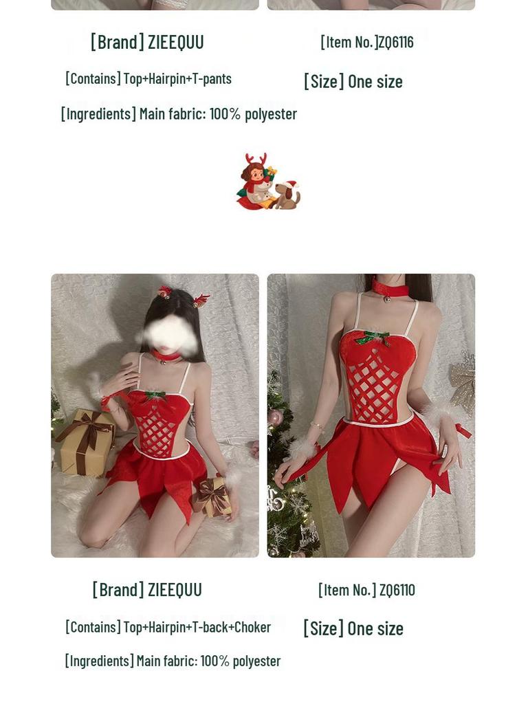 Festive Velvet Lingerie Nightgown & Role Play Set