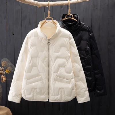 Jaqueta de algodão leve para baixo feminina curta inverno nova brilhante gola alta moda roupas de algodão pequena jaqueta de inverno para senhoras