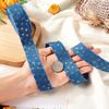 5 Yards Marine Blue Gold Foil Star Denim Ribbon for Clothes Accessories,3D Star Gold Stamping Jean Cloth Fabric Ribbon, 1 Inch Denim Cloth Ribbon for
