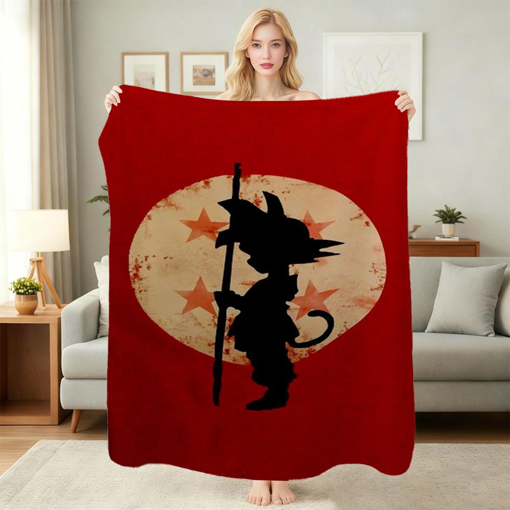 Goku'S Evolution Theme Anime Flannel Blanket Thick Warm Fleece Blanket For Bedroom Sofa Nap Home Party Decor New Year Gift