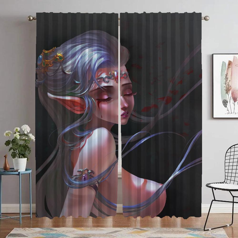 Blackout Kitchen Curtains Child Room Female Elf Living Room Curtain Curtains for Bedroom Shades Halloween Decoration Partition