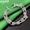 925 Sterling Silver Multi-layer Interlocking Bracelet - Exquisite Gift Jewelry
