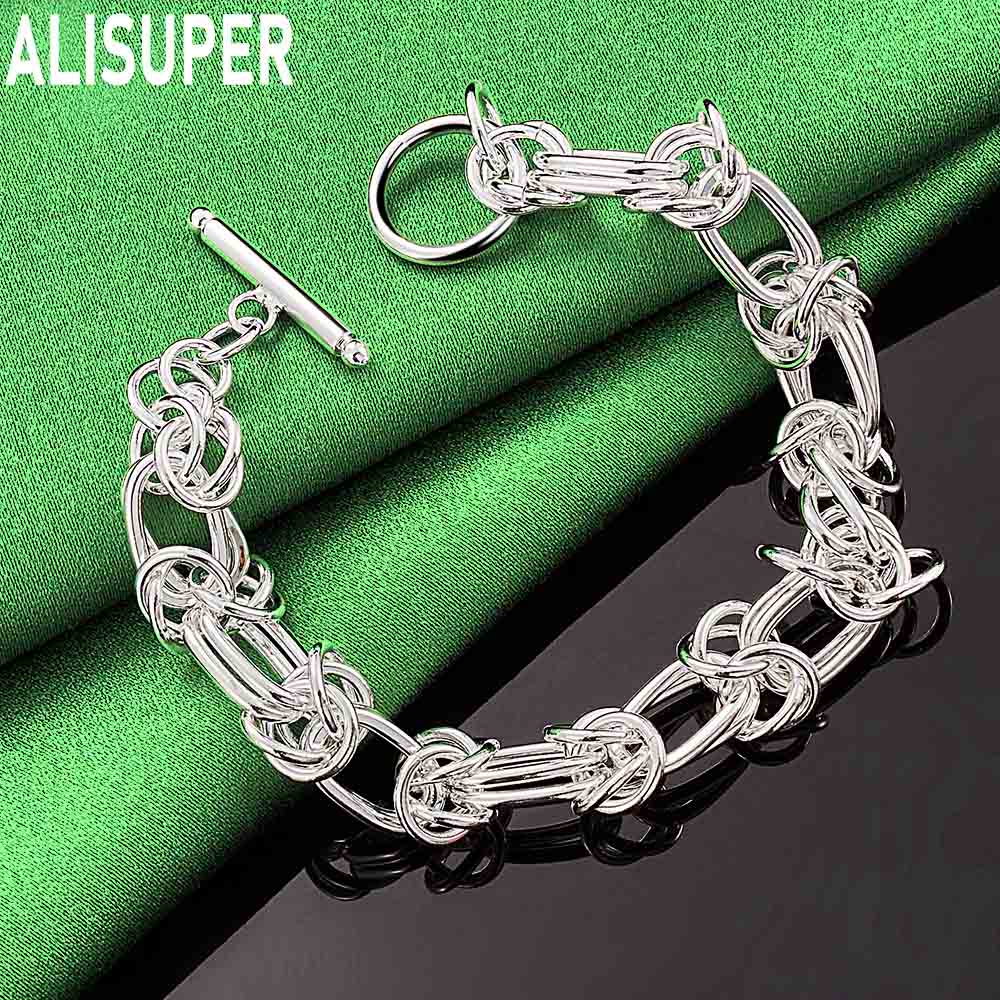 925 Sterling Silver Multi-layer Interlocking Bracelet - Exquisite Gift Jewelry
