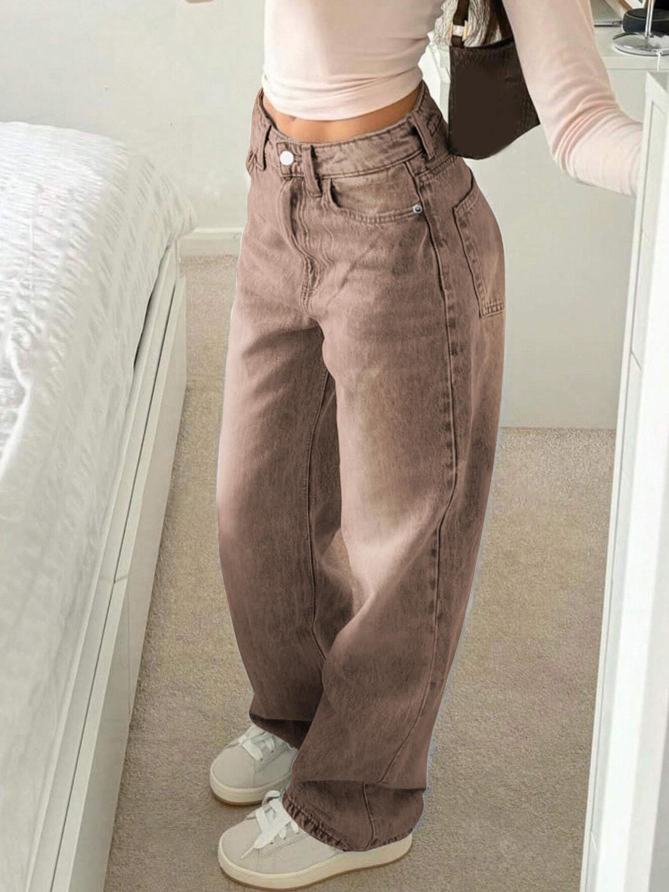 

Винтажные синие джинсы с низкой посадкой, сексуальные, свободные, прямого кроя, женские XS