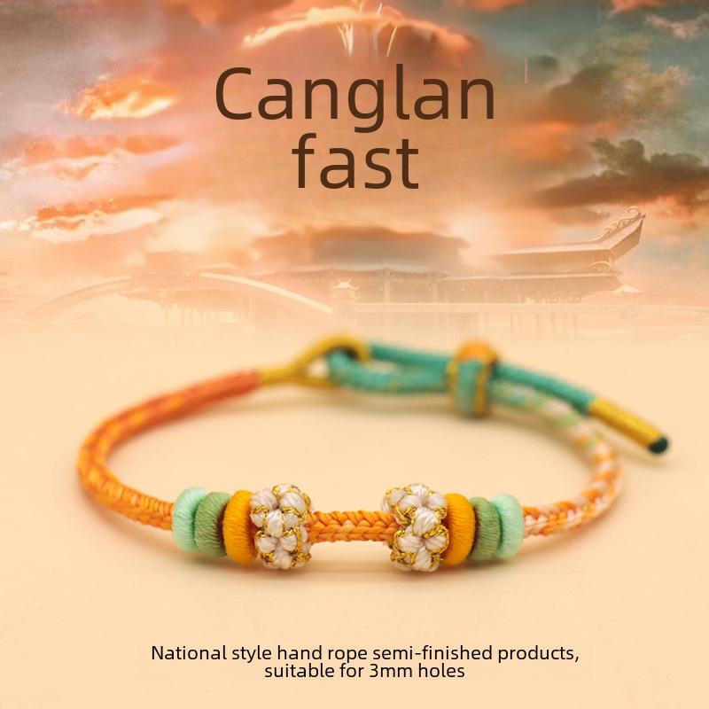 Qianli Jiangshan Handwoven Bracelet: Colorful, National Style, Large-Hole Beads