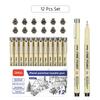 6/9/12 Pcs Needle Tube Fineliner Pens Art Waterproof Ink Drawing Needle Pens For Hand-Painting Comics Sketching And Drafting
