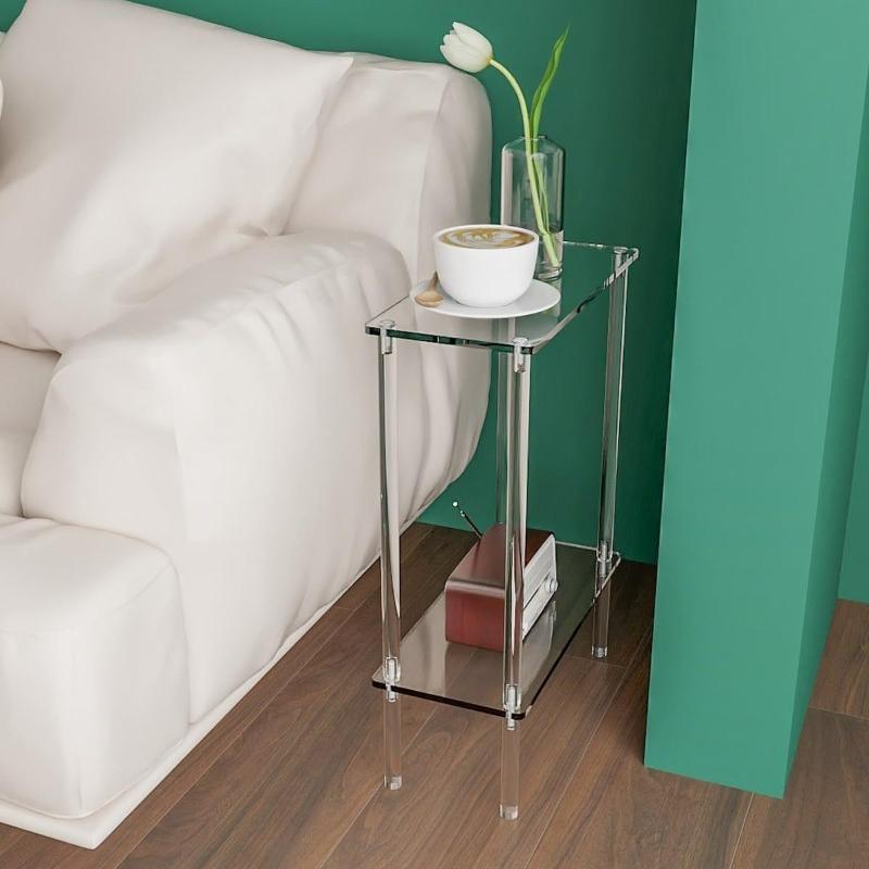 Minimalist Acrylic Small Side Table Living Room Coffee Tables Transparent Bedroom Nightstand Modern Home Storage Furniture