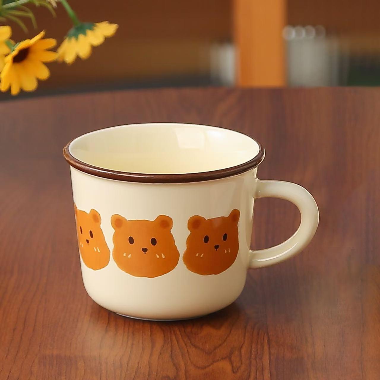 

Сувенирная Ностальгическая Ретро Керамическая Кружка Имитация Эмали с Крышкой Офисная и Домашняя Персонализированная Креативная Чашка для Напитков 301-400ml