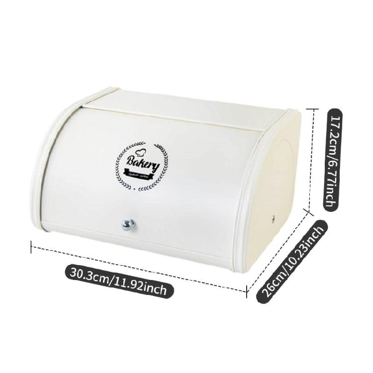Retro Iron Breads Box with Roll Top Cover Kitchen Decoration Large Capacity Food Safe Storage for Artisanal Loaves