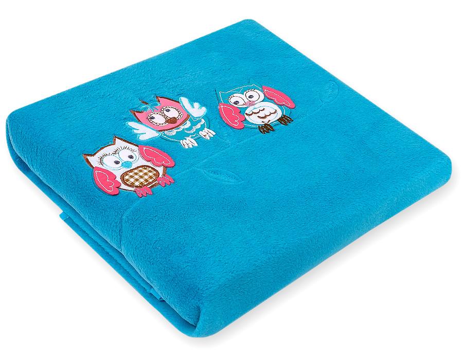 Fleece blanket for babies - Bigi Zibi & Adele Owls - turquoise