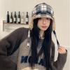 Retro Plaid Splicing Cold-proof and Warm Fleece Thickened Ear Protection Hat Outdoor Riding Hat