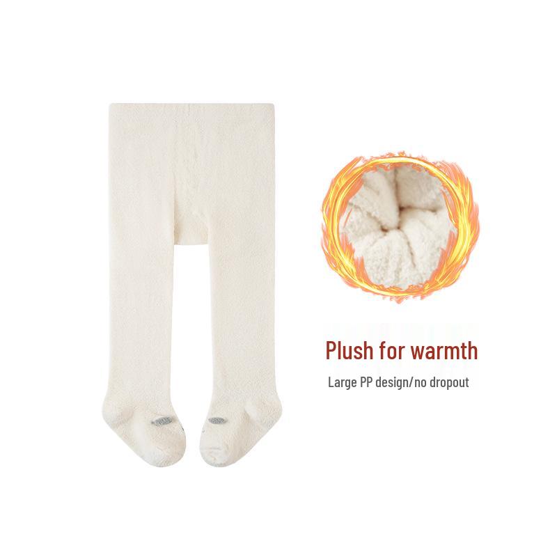 Newborn White Footed Tights: Autumn/Winter Velvet Thickened Big Butt Style for Baby Girls