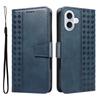 For iPhone 17 Leather Case Wallet Stand Grids Imprinted Phone Cover with Strap
