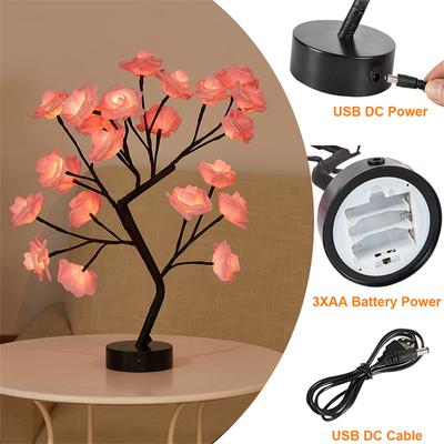 Led Diy Artificial Rose Flower Tree Lamp Usb Battery Operation Bonsai Light For Home Bedroom Decoration