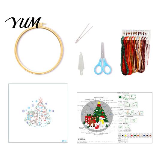 Christmas Gift Ideas Embroidery Kit, DIY Holiday Ornament Craft Xmas Tree Box Pattern, Supplies Festive Needlework Sewing Kit for Adults Teens,
