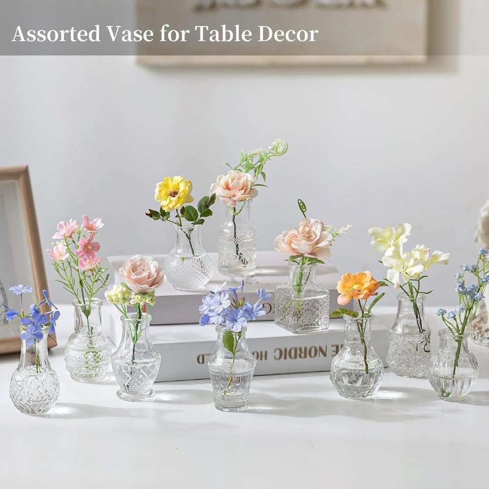 10/20Pcs Glass Bud Vases Clear Hydroponic Small Flower Vase for Centerpieces for Table Wedding Home Party Decoration
