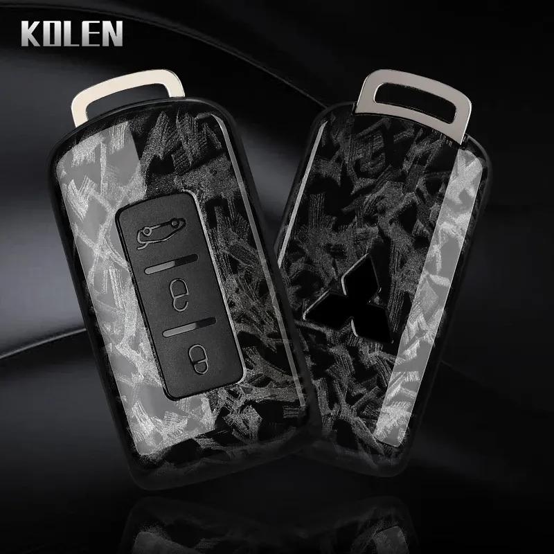 ABS Carbon Fiber Style Car Key Case Cover For Mitsubishi Xpander Outlander ASX Pajero Eclipse Cross Montero Protected Shell Fob