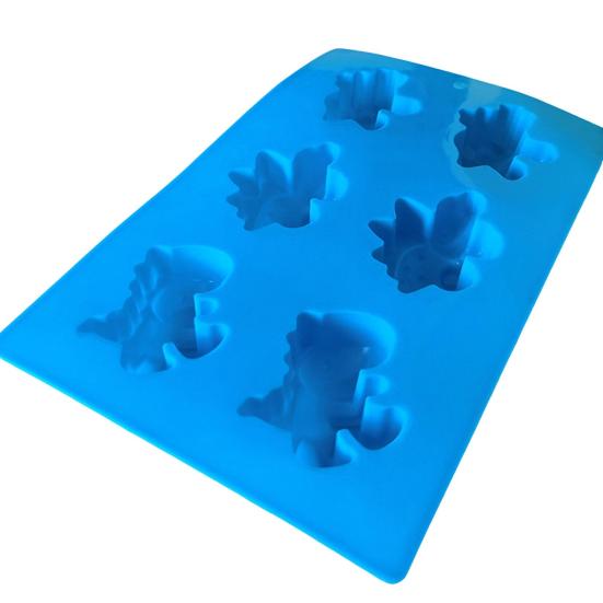 Dinosaur Chocolate Mold 6-Cavity Non Stick Silicone Ice Cube Tray Flexible Jelly Ice Cube Molds High Low Temperature Cheesecake Pudding Molds