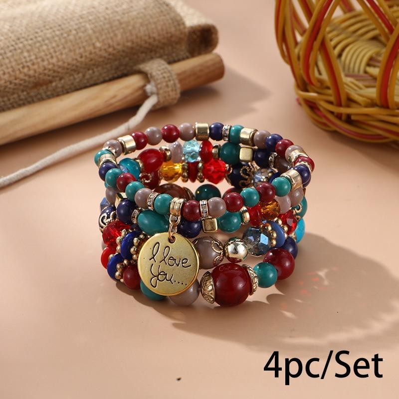 Bohemian bracelet creative tassel multi-layer beaded bracelet