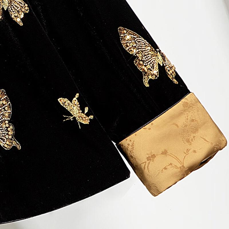 New Chinese Style Beaded Butterfly Embroidered Cotton Coat
