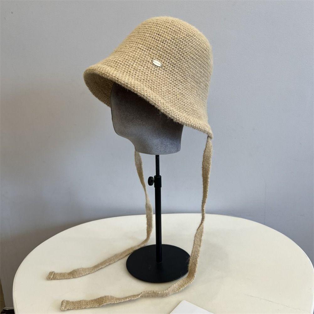 Wool Blend Fisherman Hat Knitted Woolen Basin Hat New Girl's Hat  Autumn Winter