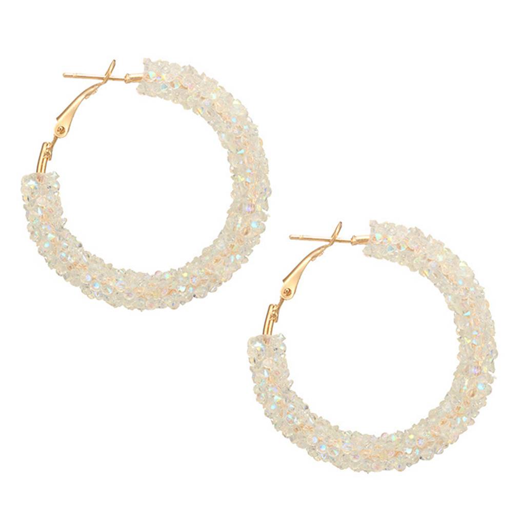 Rhinestone Large Circle Design Women Girls Earrings Ear Studs Plating Alloy Earrings Jewerly Gifts
